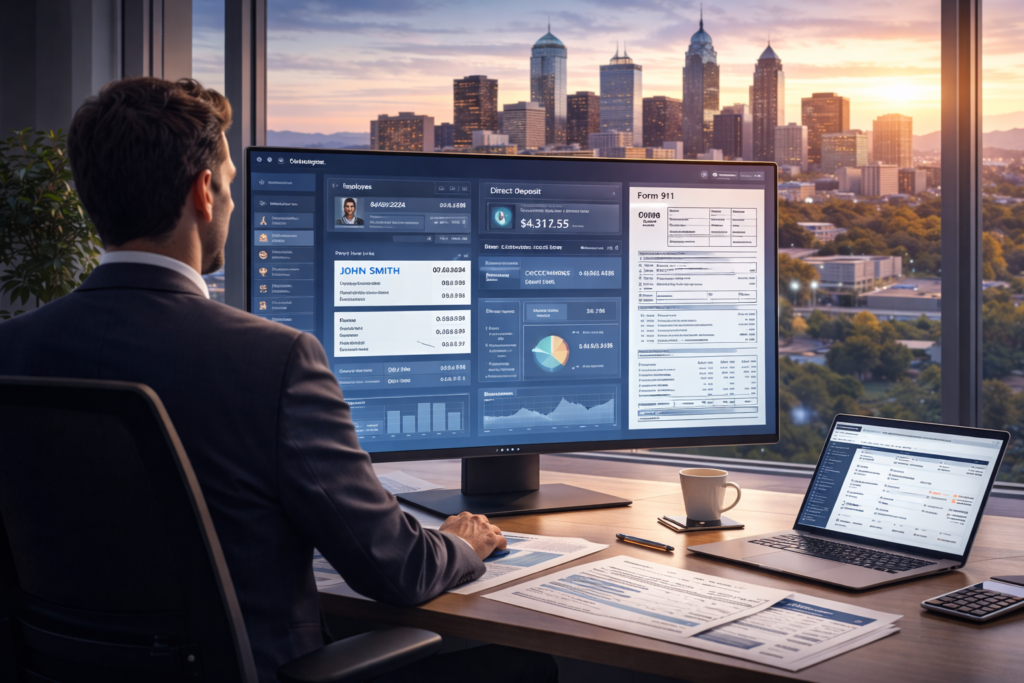 More solo executive scene instead of two professionals?